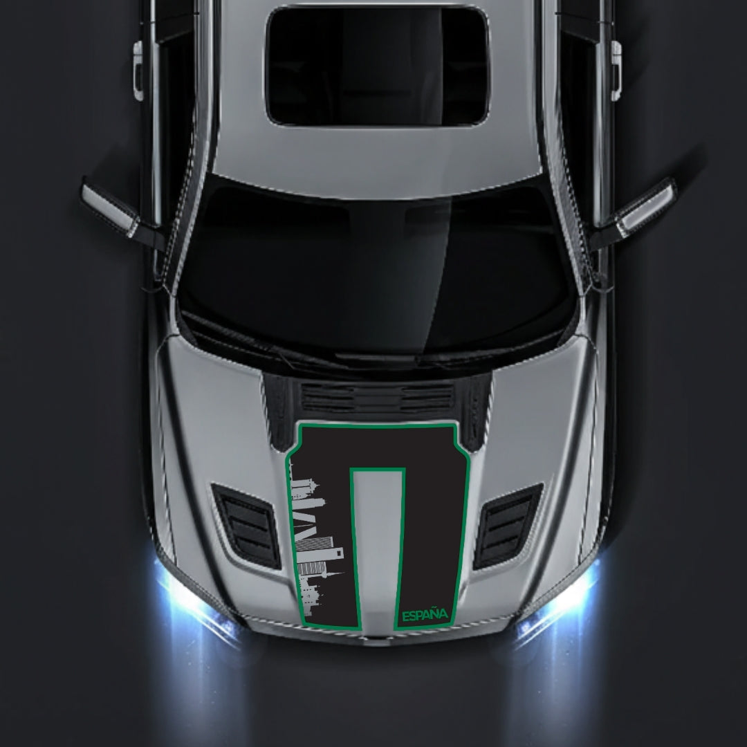 Performance Hood Panel Decal/Sticker - Spain Skyline - Cut - Border Graphic Kit - For Dodge RAM 1500 2019-2025 - Premium Vinyl