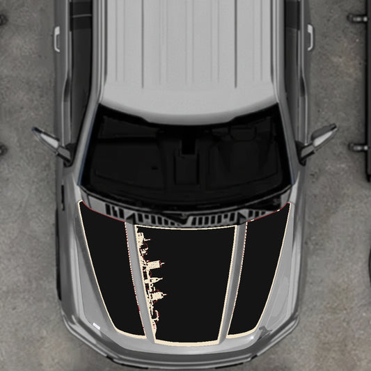 Hood Panel Decal/Sticker - Winnipeg Skyline - Border Graphic Kit - For Ford F-150 2020-2026 - Premium Vinyl