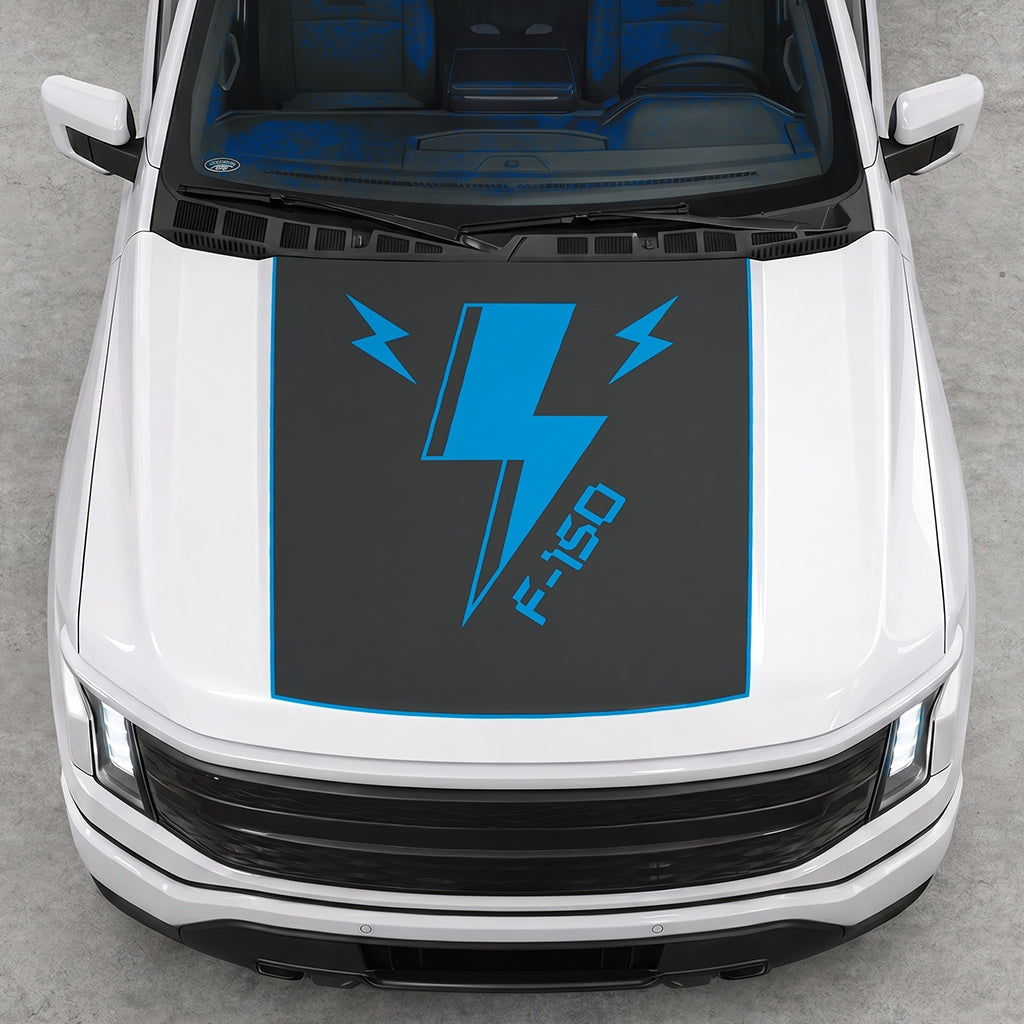 Hood Panel Decal/Sticker - Triple Electric Graphic Decal Graphic Kit - For FORD F-150 2015-2020 - Premium Vinyl