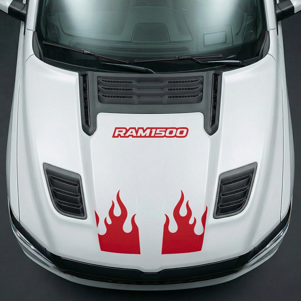 Hood Panel Decal/Sticker - RAM 1500 Flaming U-Shape - Cut Graphic Kit - For Dodge Ram 2019-2025 - Premium Vinyl