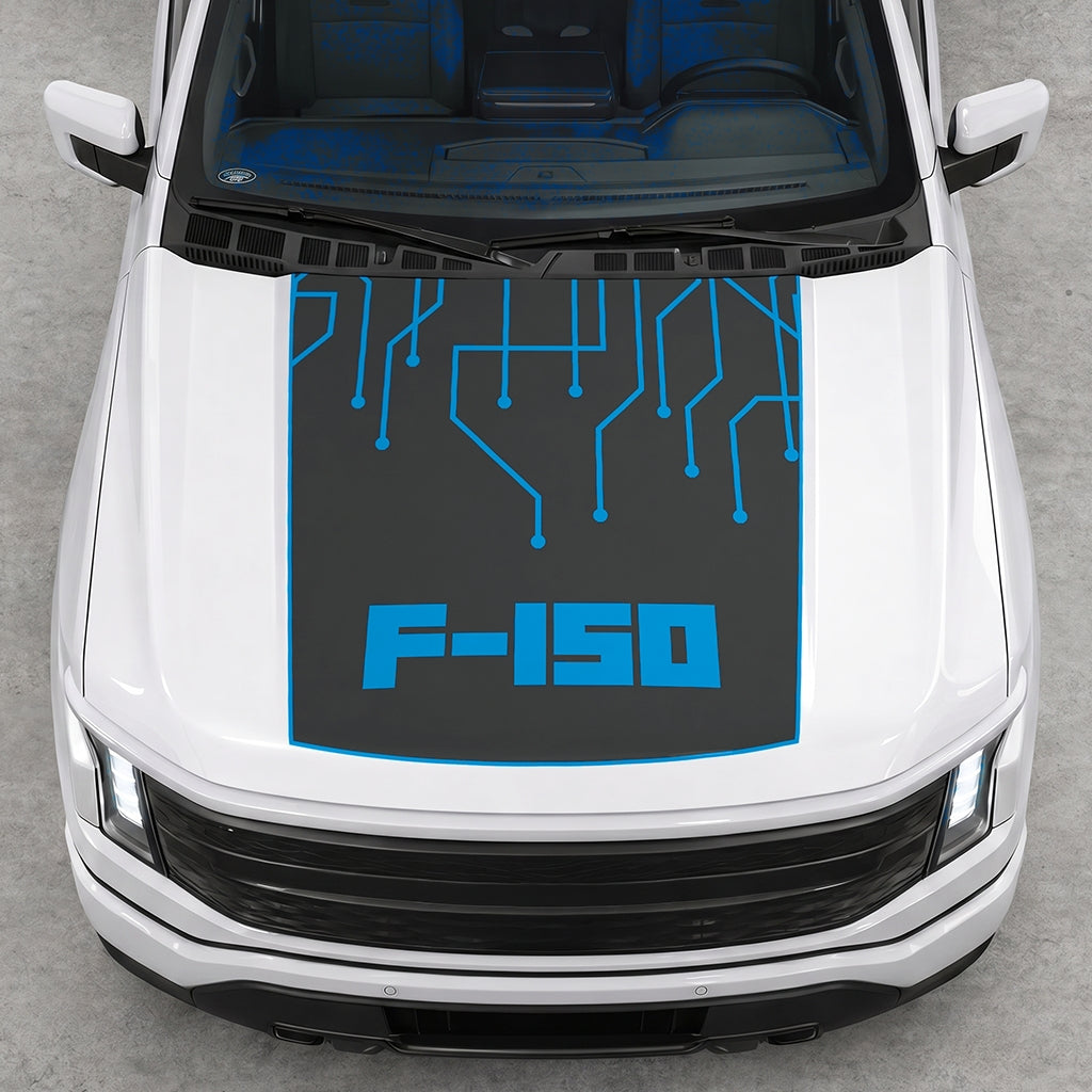 Hood Panel Decal/Sticker - F150 Electric Circuit Graphic Decal Graphic Kit - For FORD F-150 2015-2020 - Premium Vinyl