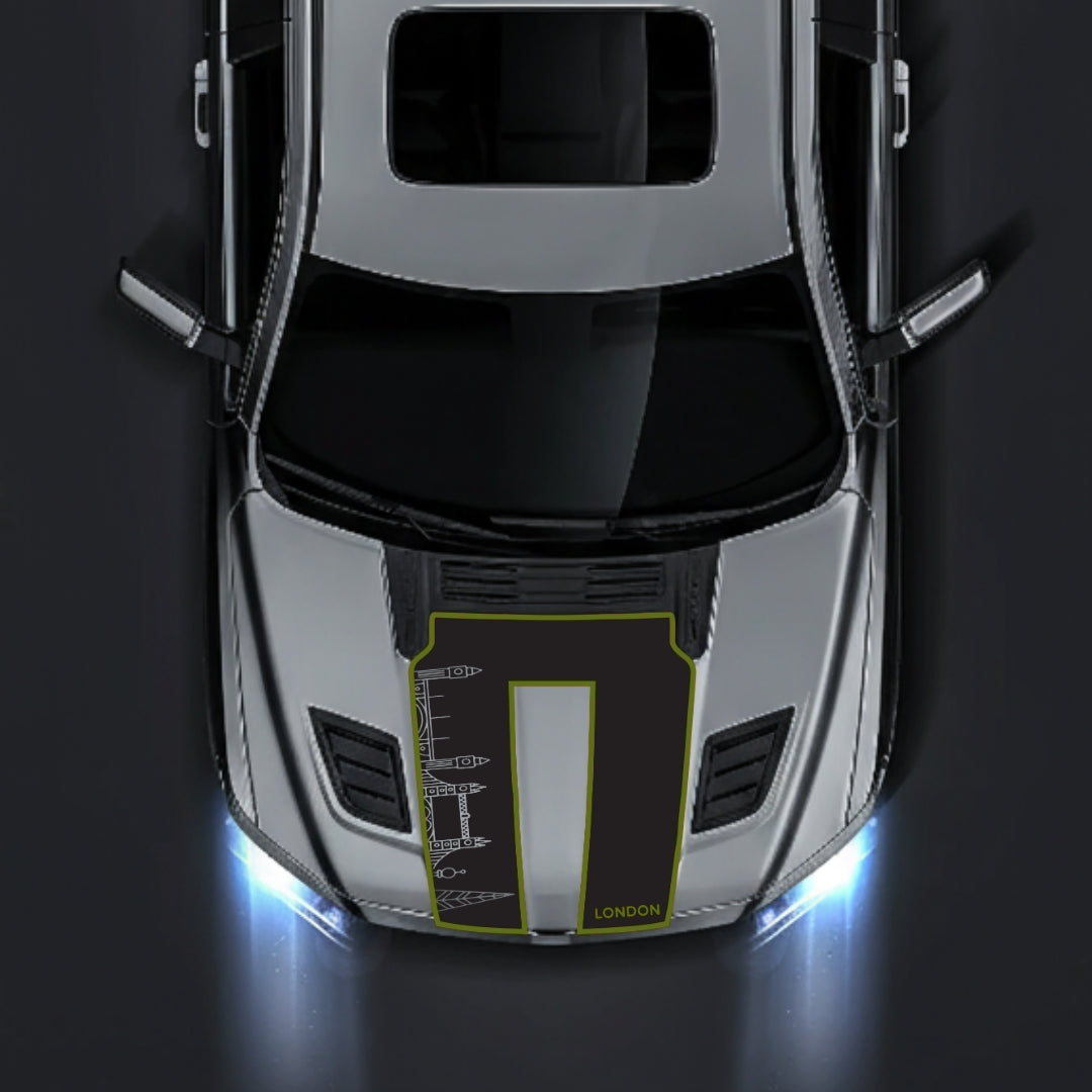 Performance Hood Panel Decal/Sticker - London Skyline - Cut - Border Graphic Kit - For Dodge RAM 1500 2019-2025 - Premium Vinyl