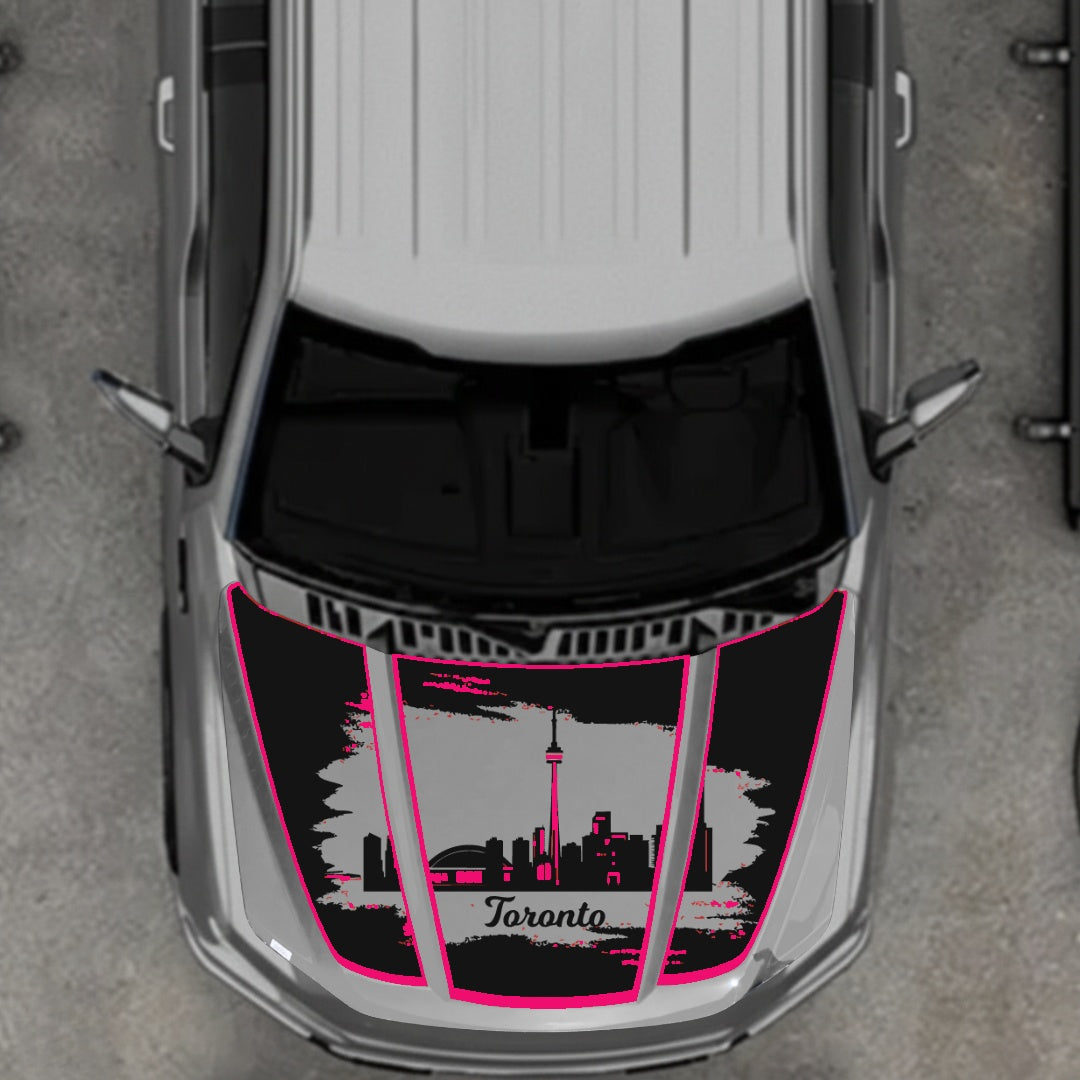 Hood Panel Decal/Sticker - Toronto - Cut - Border Graphic Kit - For Ford F-150 2020-2026 - Premium Vinyl