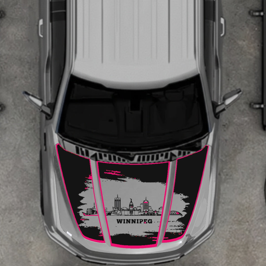 Hood Panel Decal/Sticker - Winnipeg - Cut - Border Graphic Kit - For Ford F-150 2020-2026 - Premium Vinyl