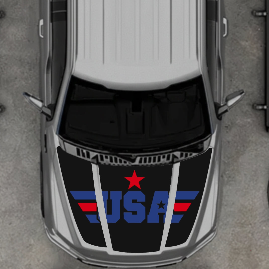 Hood Panel Decal/Sticker - USA Style 8 Graphic Kit - For Ford F-150 2020-2026 - Premium Vinyl