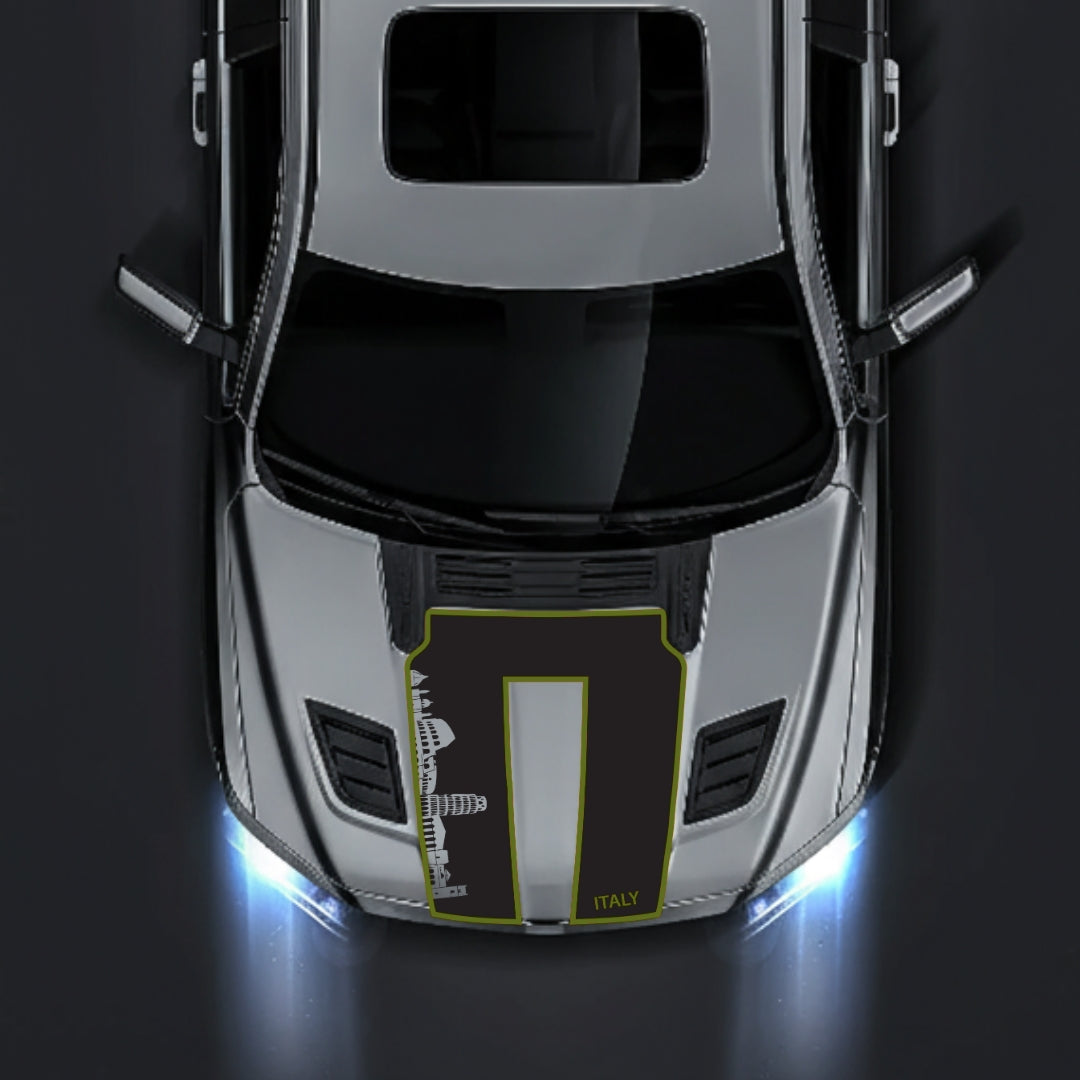 Performance Hood Panel Decal/Sticker - Italy Skyline - Cut - Border Graphic Kit - For Dodge RAM 1500 2019-2025 - Premium Vinyl