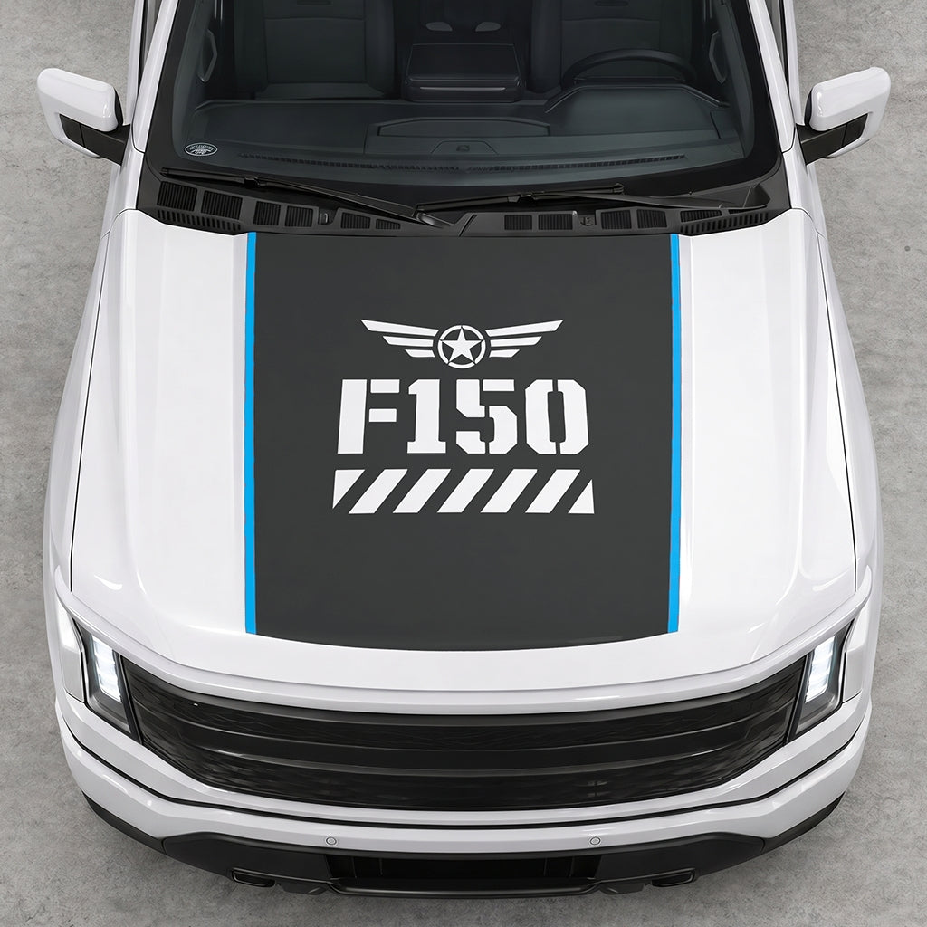 Hood Panel Decal/Sticker - Road Star Graphic Decal Graphic Kit - For Ford F-150 2015-2020 - Premium Vinyl