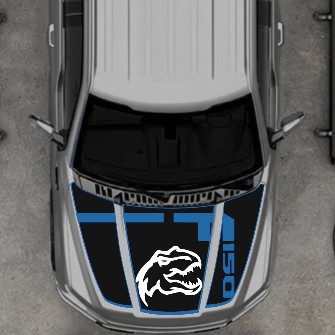 Hood Panel Decal/Sticker - Rex Style 3 - Border Graphic Kit - For Ford F-150 2020-2026 - Premium Vinyl