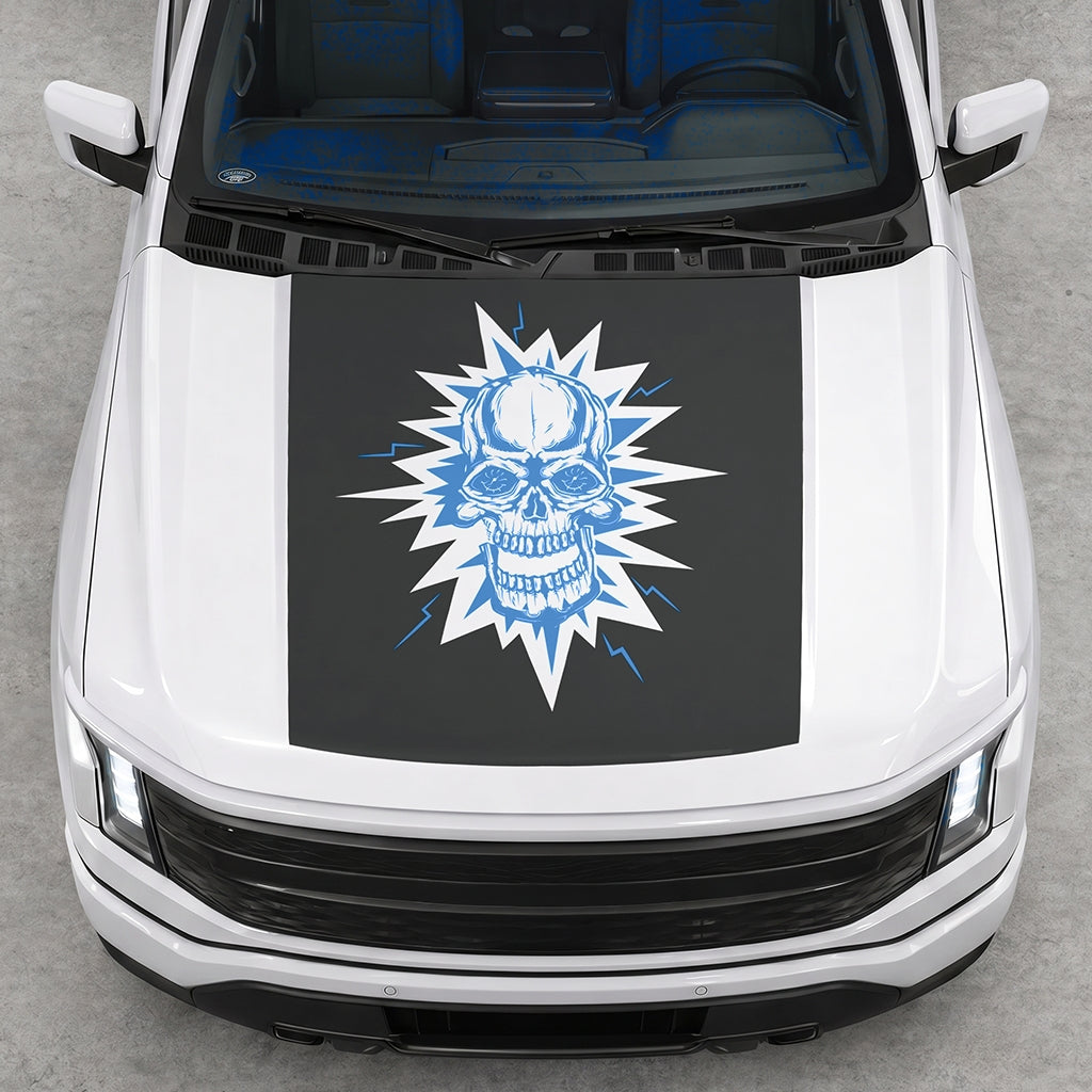 Hood Panel Decal/Sticker - Electric Skull Graphic Decal Graphic Kit - For FORD F-150 2015-2020 - Premium Vinyl