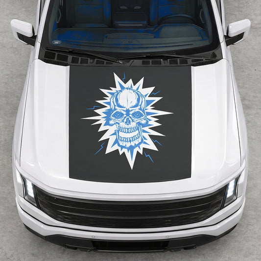 Hood Panel Decal/Sticker - Electric Skull Graphic Decal Graphic Kit - For FORD F-150 2015-2020 - Premium Vinyl