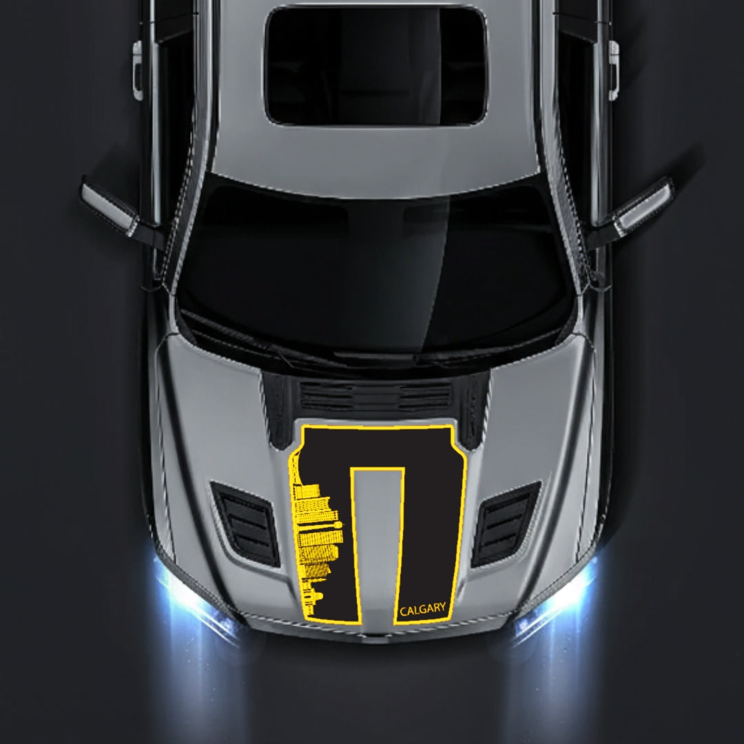 Hood Panel Decal/Sticker - Calgary Skyline - Border Graphic Kit - For Dodge RAM 1500 2019-2025 - Premium Vinyl