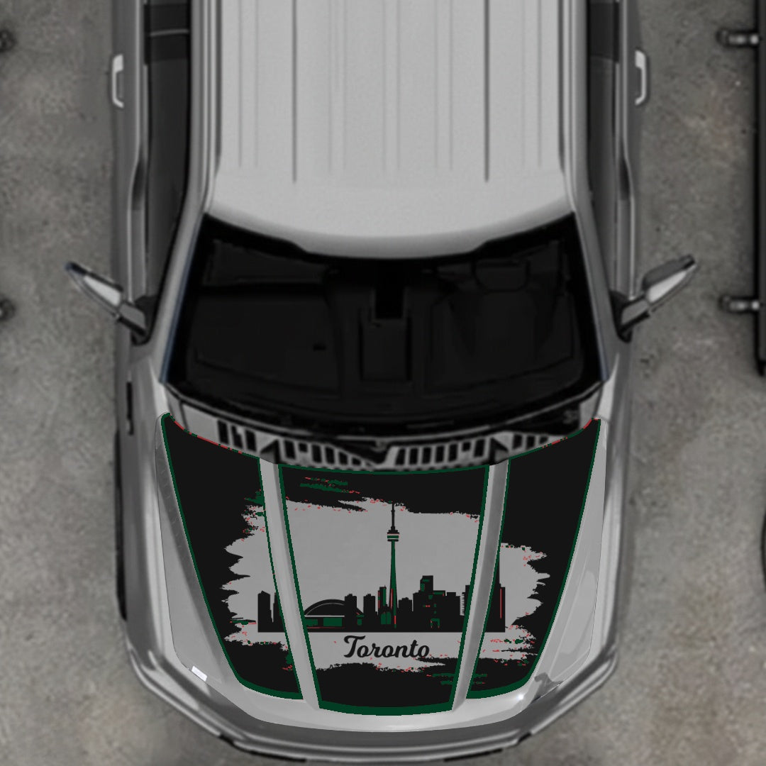 Hood Panel Decal/Sticker - Toronto - Cut - Border Graphic Kit - For Ford F-150 2020-2026 - Premium Vinyl