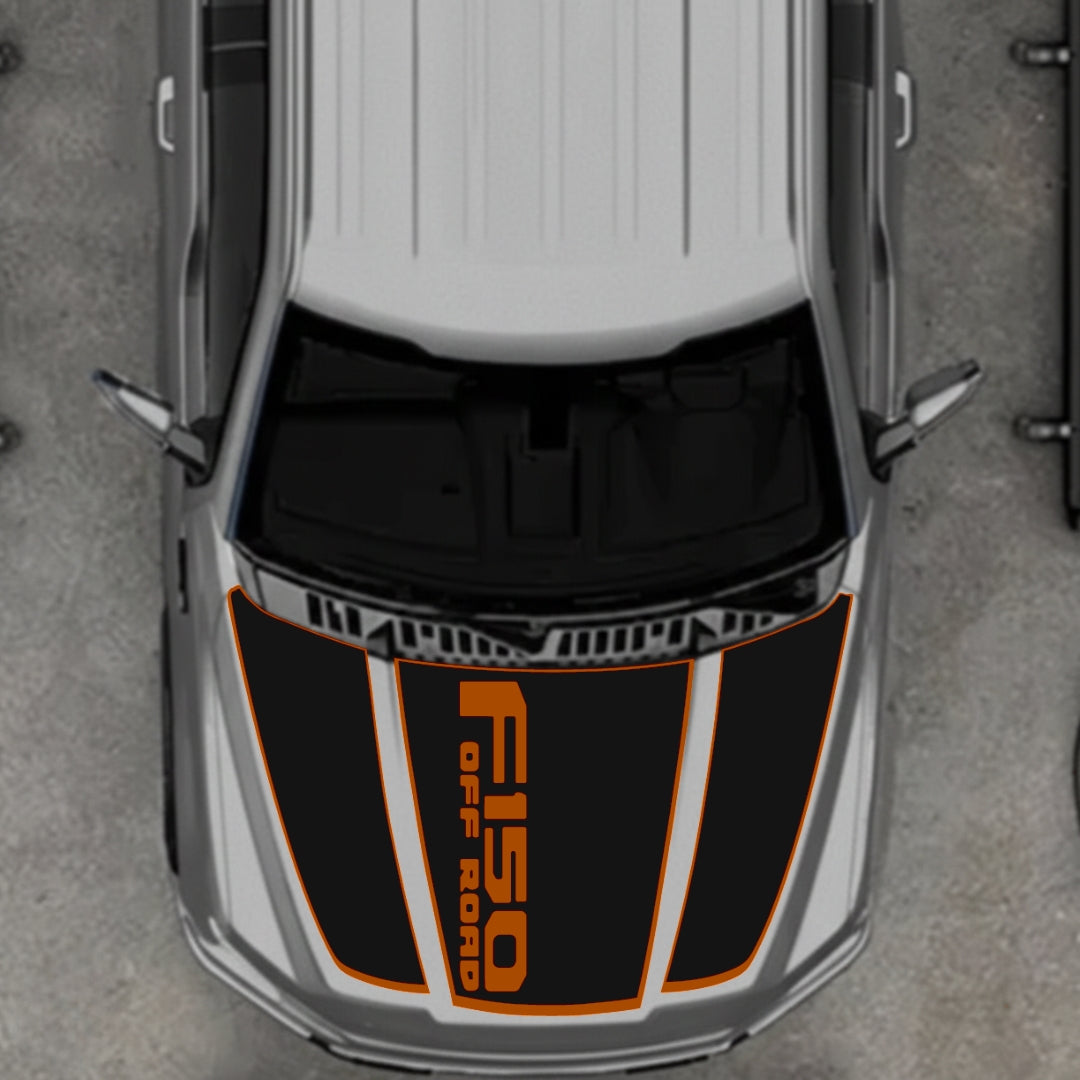 Hood Panel Decal/Sticker - Style 2 - Border Graphic Kit - For Ford F-150 2020-2026 - Premium Vinyl