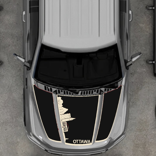 Hood Panel Decal/Sticker - Ottawa Skyline - Border Graphic Kit - For Ford F-150 2020-2026 - Premium Vinyl