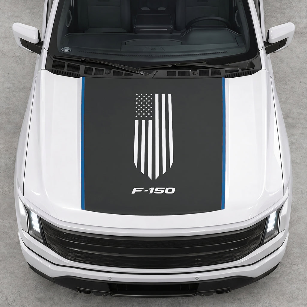 Hood Panel Decal/Sticker - America Flag Graphic Decal Graphic Kit - For Ford F-150 2015-2020 - Premium Vinyl