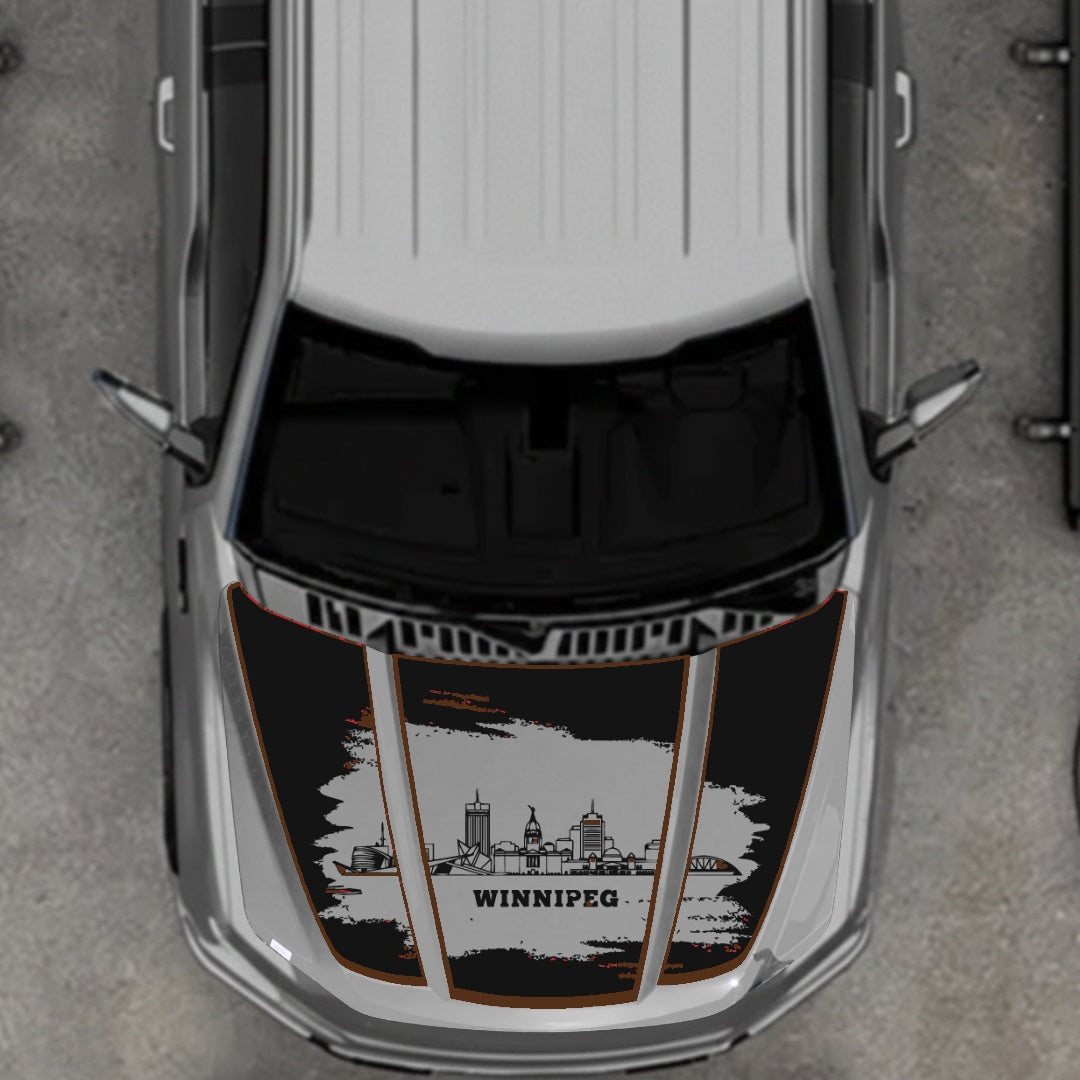 Hood Panel Decal/Sticker - Winnipeg - Cut - Border Graphic Kit - For Ford F-150 2020-2026 - Premium Vinyl
