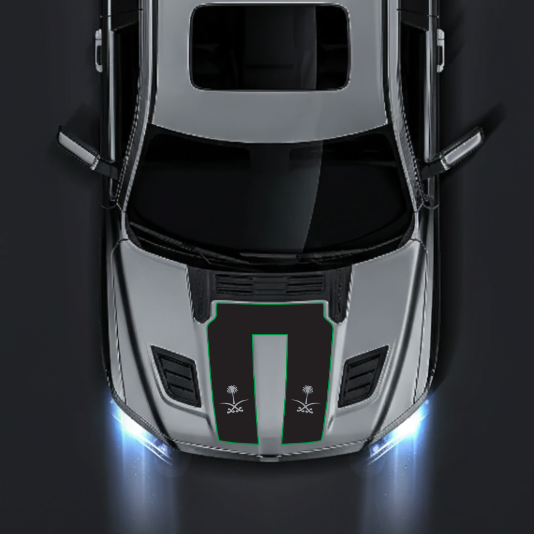 Performance Hood Panel Decal/Sticker - Saudi Arabia - Cut - Border Graphic Kit - For Dodge RAM 1500 2019-2025 - Premium Vinyl