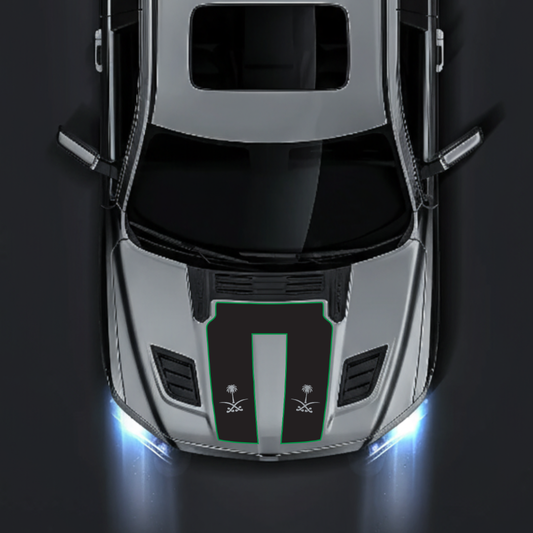 Performance Hood Panel Decal/Sticker - Saudi Arabia - Cut - Border Graphic Kit - For Dodge RAM 1500 2019-2025 - Premium Vinyl