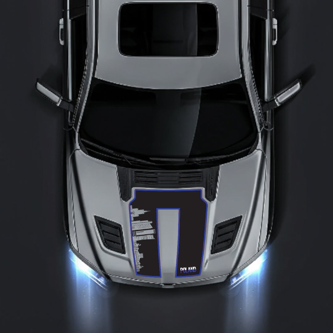 Hood Panel Decal/Sticker - Poland Skyline - Cut - Border Graphic Kit - For Dodge RAM 1500 2019-2025 - Premium Vinyl