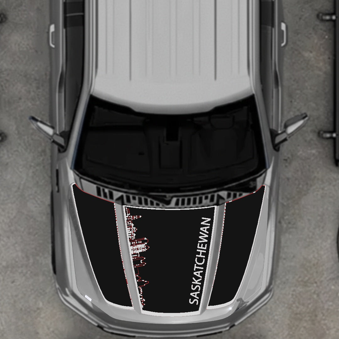 Hood Panel Decal/Sticker - Saskatchewan Skyline - Border Graphic Kit - For Ford F-150 2020-2026 - Premium Vinyl