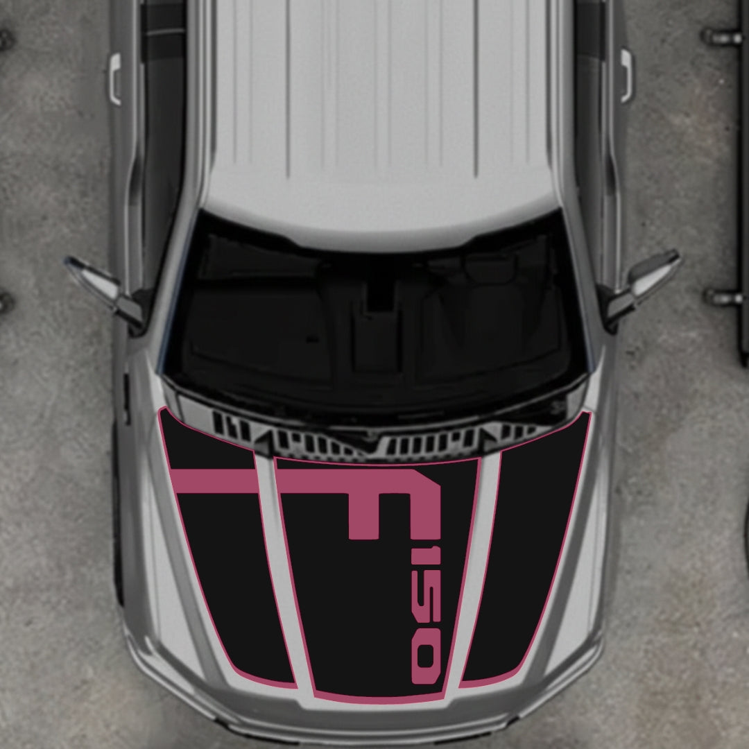 Hood Panel Decal/Sticker - Style 3 - Border Graphic Kit - For Ford F-150 2020-2026 - Premium Vinyl
