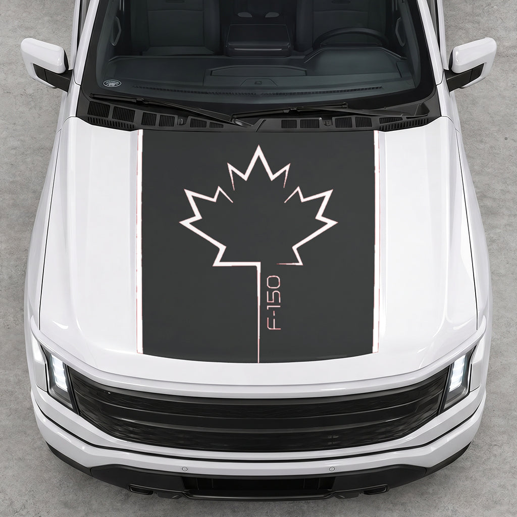 Hood Panel Decal/Sticker - Canada Leaf Graphic Decal Graphic Kit - For Ford F-150 2015-2020 - Premium Vinyl
