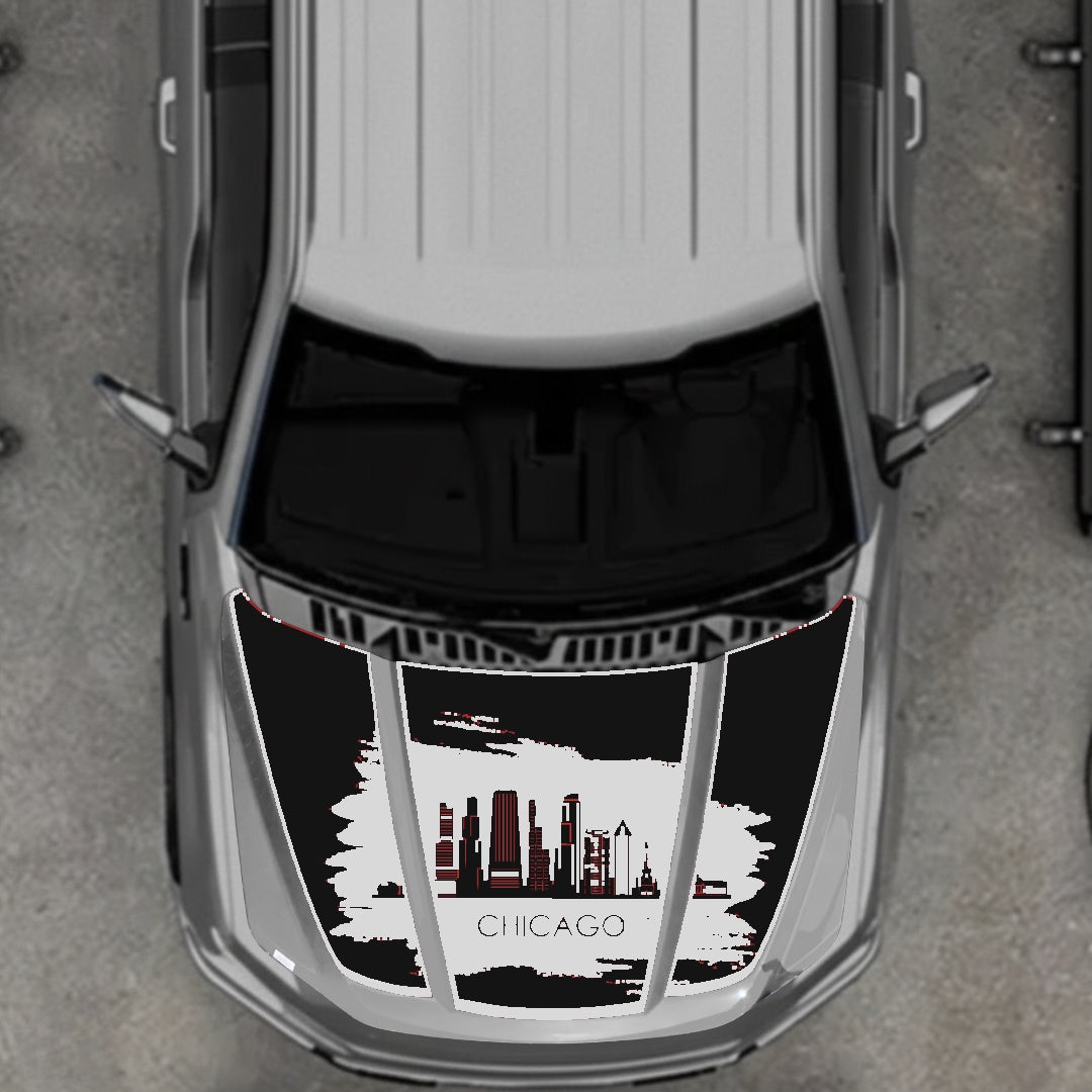 Hood Panel Decal/Sticker - Chicago - Border Graphic Kit - For Ford F-150 2020-2026 - Premium Vinyl