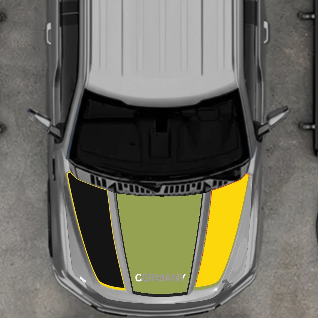 Hood Panel Decal/Sticker - Germany Flag Parts - Border Graphic Kit - For Ford F-150 2020-2026 - Premium Vinyl