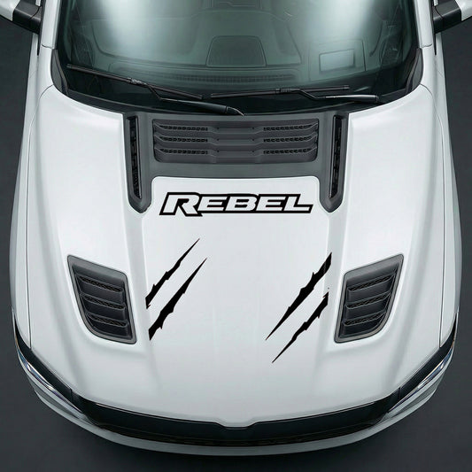 Hood Panel Decal/Sticker - Dodge RAM Rebel Claw Scratch U-Shape Stripe - Cut Graphic Kit - For Dodge Ram 2019-2025 - Premium Vinyl