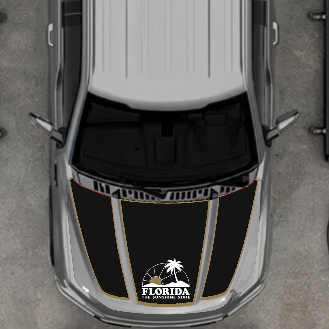 Hood Panel Decal/Sticker - Flordia - Cut - Border Graphic Kit - For Ford F-150 2020-2026 - Premium Vinyl