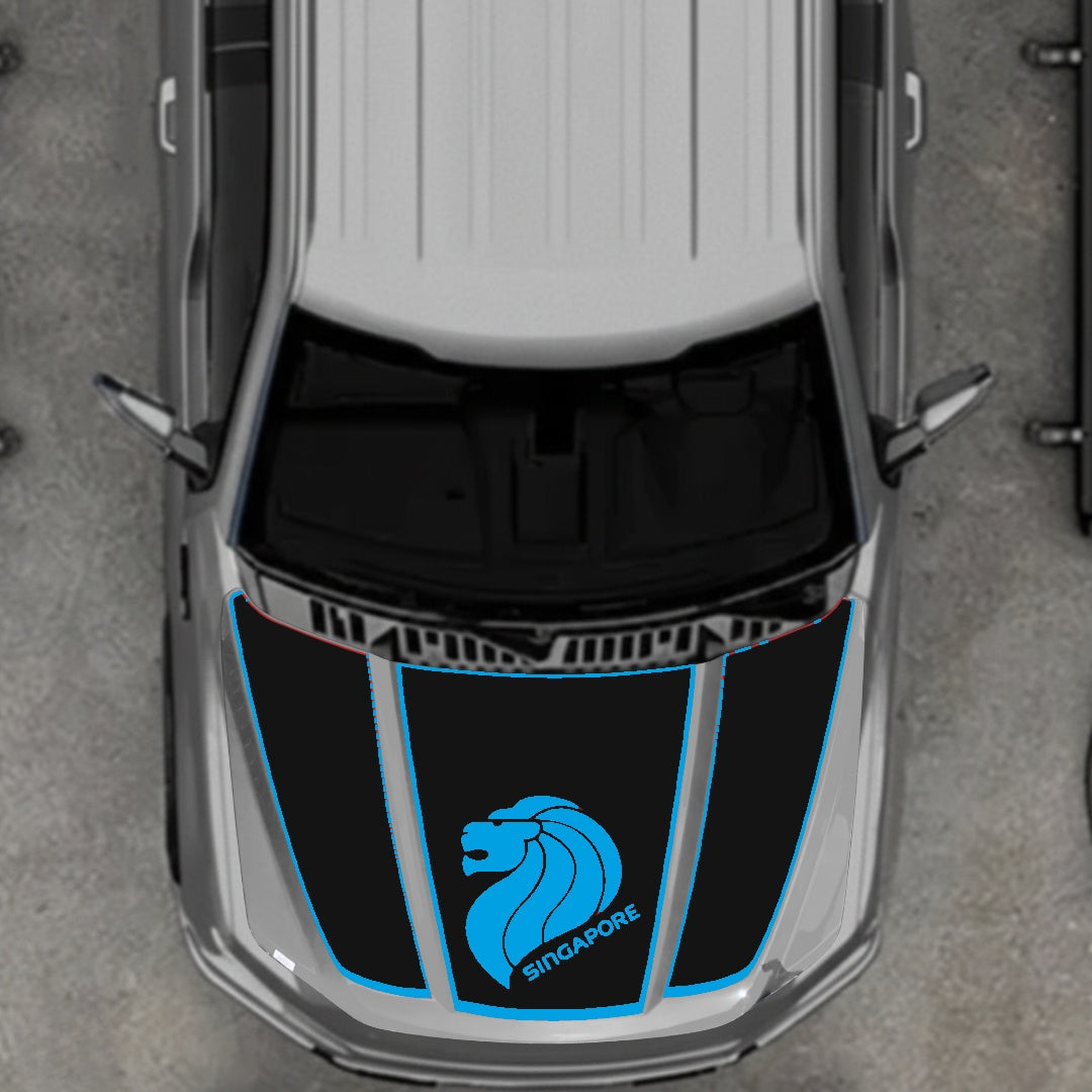 Hood Panel Decal/Sticker - Singapore - Border Graphic Kit - For Ford F-150 2020-2026 - Premium Vinyl