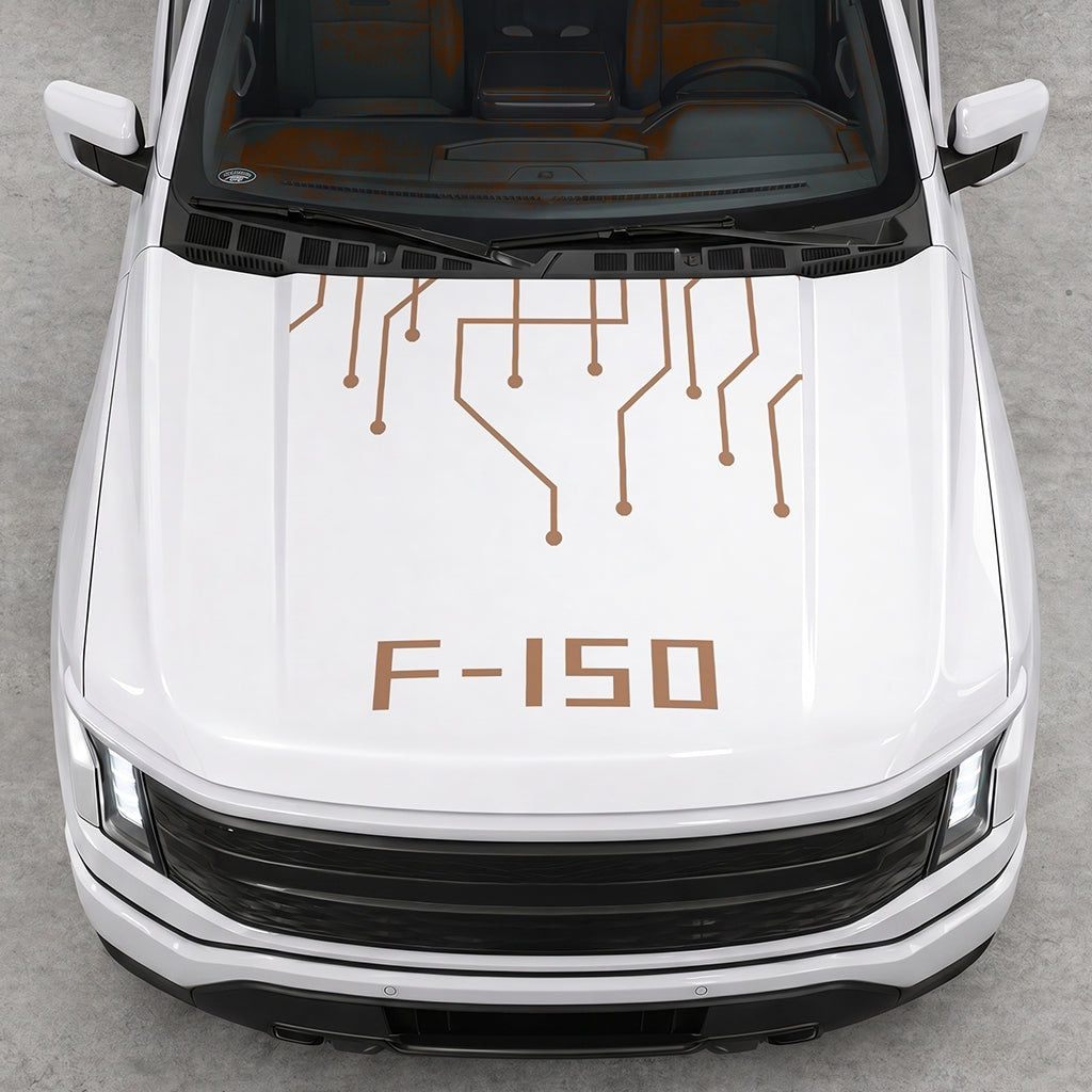 Hood Panel Decal/Sticker - Cut F150 Electric Circuit Graphic Decal Graphic Kit - For FORD F-150 2015-2020 - Premium Vinyl