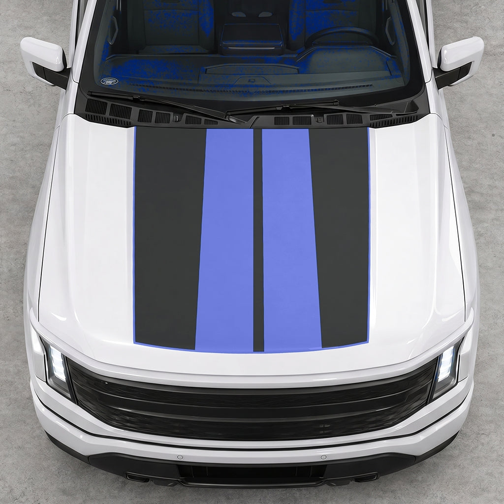 Hood Panel Decal/Sticker - Double Stripes Graphic Decal Graphic Kit - For FORD F-150 2015-2020 - Premium Vinyl