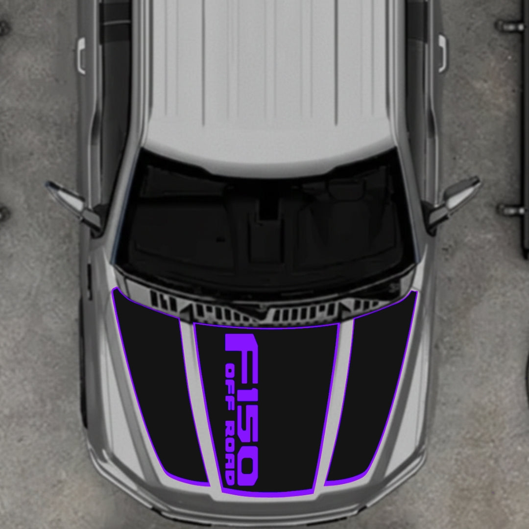 Hood Panel Decal/Sticker - Style 2 - Border Graphic Kit - For Ford F-150 2020-2026 - Premium Vinyl