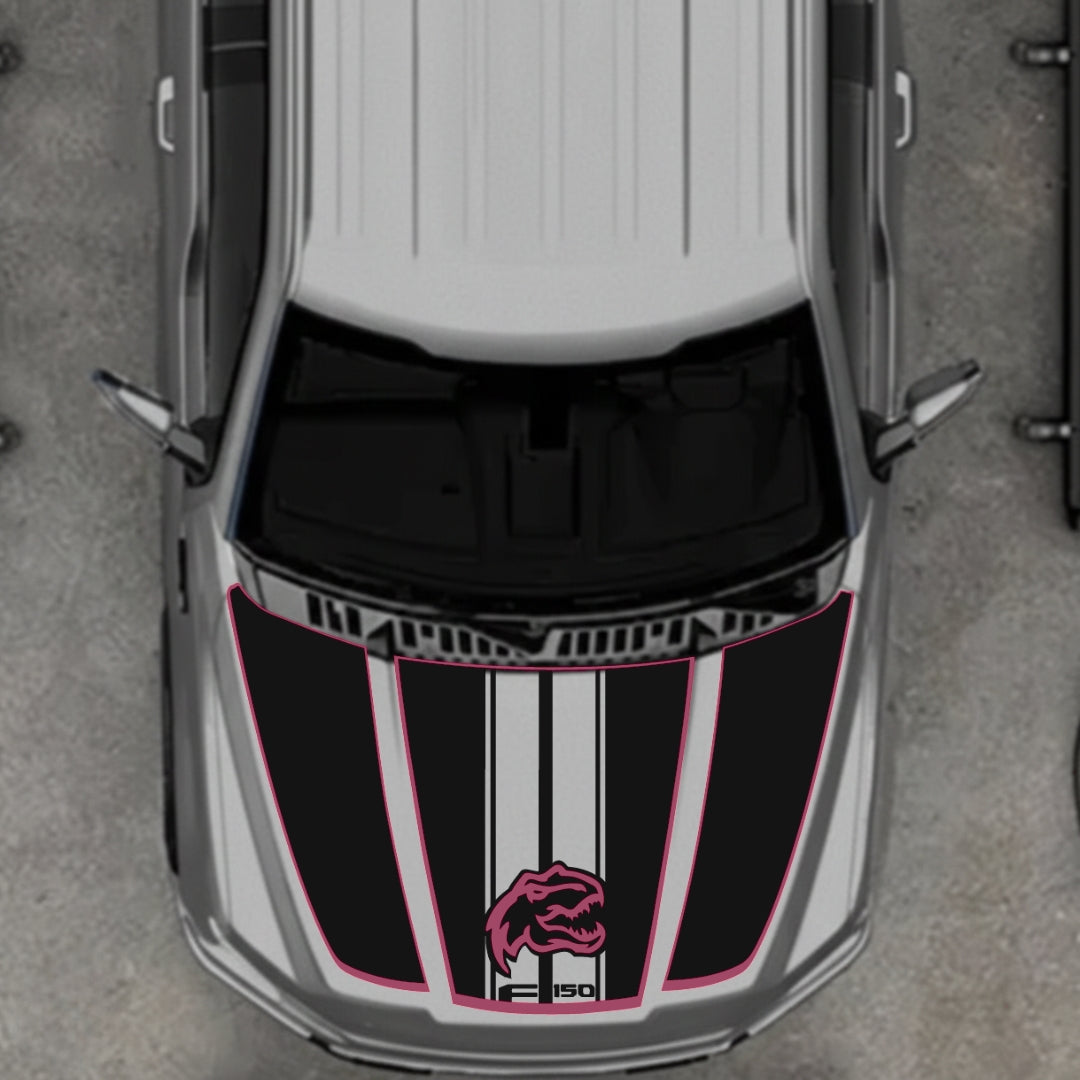 Hood Panel Decal/Sticker - Rex - Cut - Border Graphic Kit - For Ford F-150 2020-2026 - Premium Vinyl