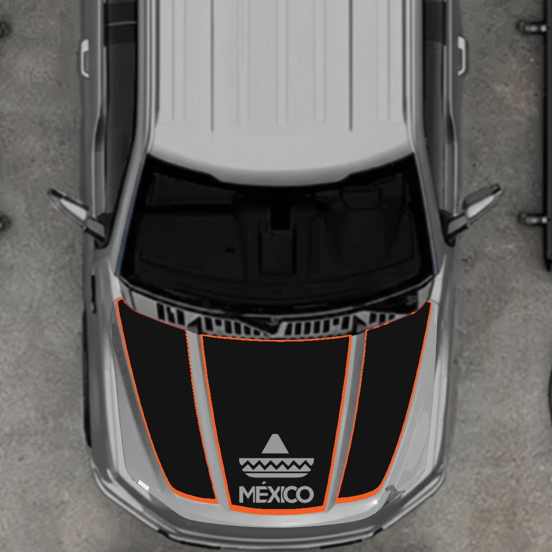 Hood Panel Decal/Sticker - Mexico - Cut - border Graphic Kit - For Ford F-150 2020-2026 - Premium Vinyl