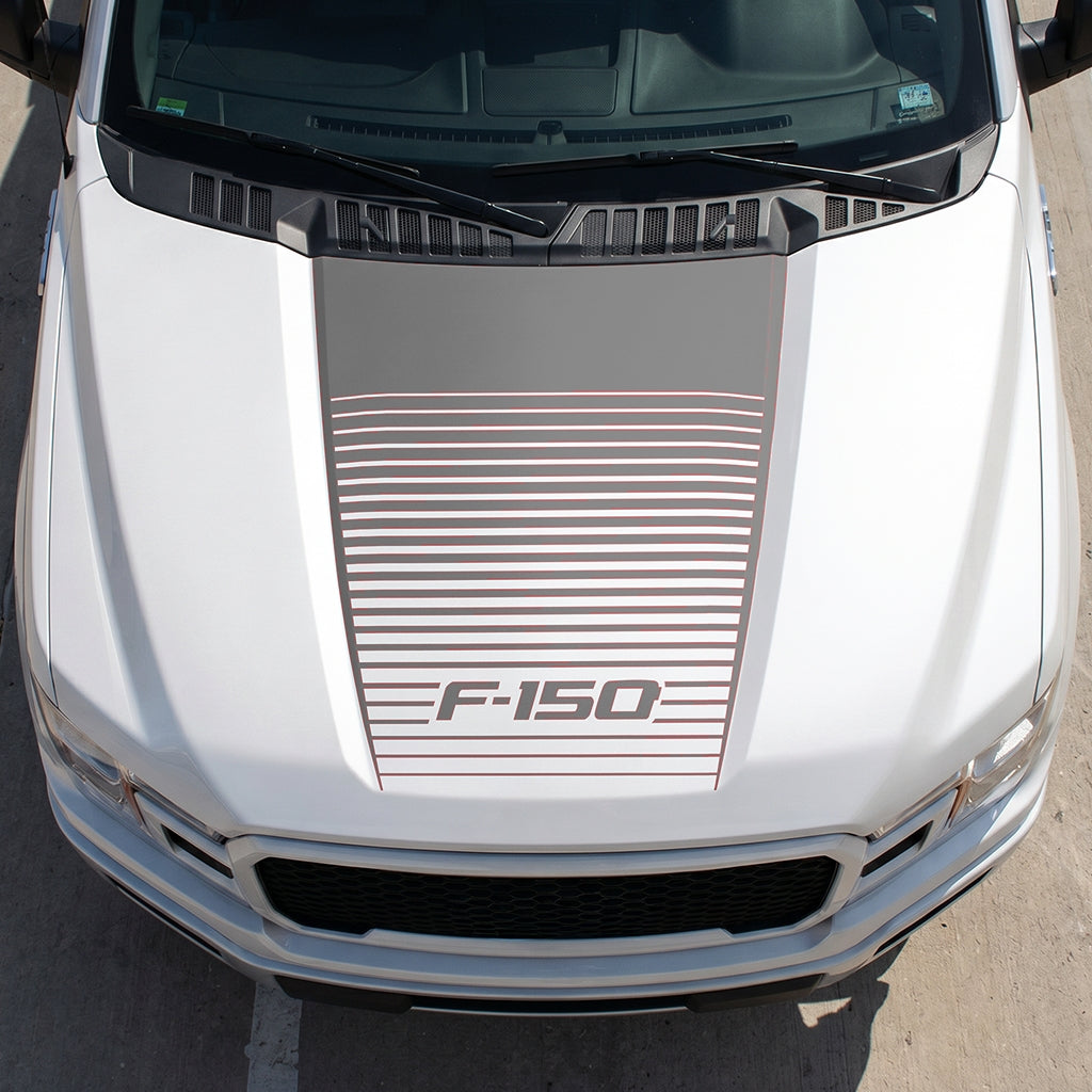 Hood Panel Decal/Sticker - Waves Graphic Decal Graphic Kit - For Ford F-150 2015-2020 - Premium Vinyl