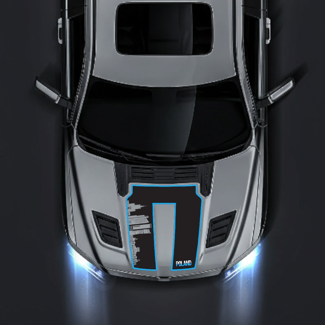 Hood Panel Decal/Sticker - Poland Skyline - Cut - Border Graphic Kit - For Dodge RAM 1500 2019-2025 - Premium Vinyl