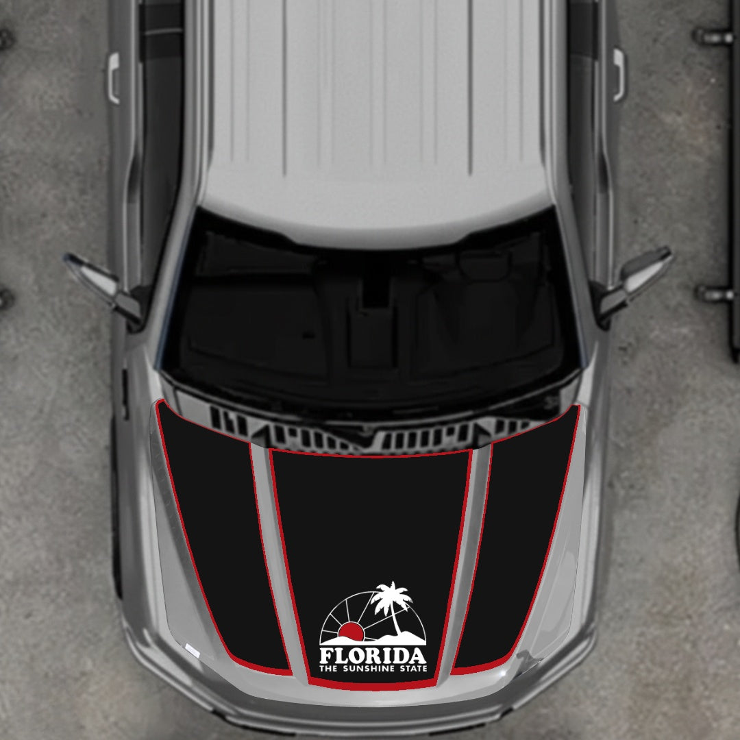 Hood Panel Decal/Sticker - Flordia - Cut - Border Graphic Kit - For Ford F-150 2020-2026 - Premium Vinyl