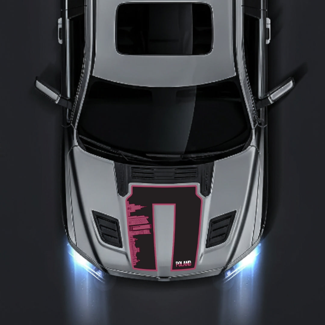 Performance Hood Panel Decal/Sticker - Poland Skyline - Border Graphic Kit - For Dodge RAM 1500 2019-2025 - Premium Vinyl