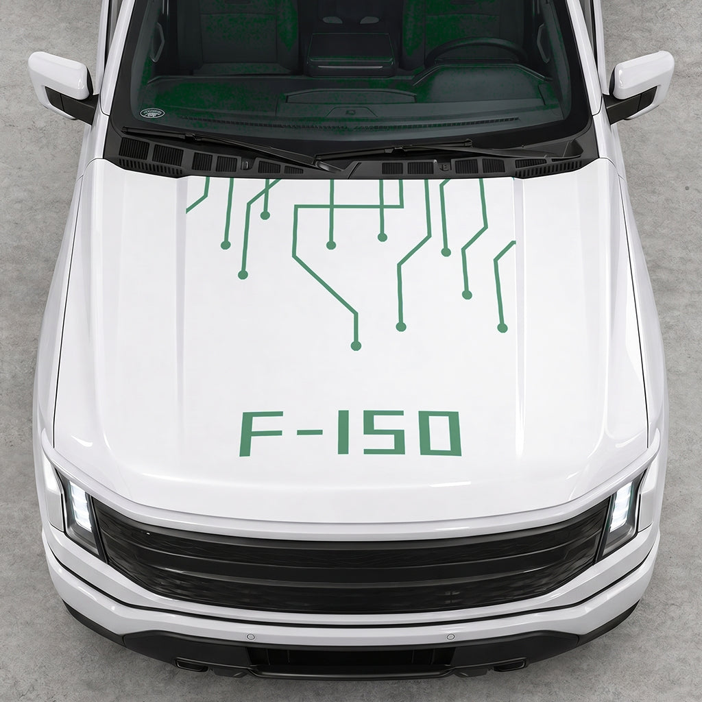 Hood Panel Decal/Sticker - Cut F150 Electric Circuit Graphic Decal Graphic Kit - For FORD F-150 2015-2020 - Premium Vinyl