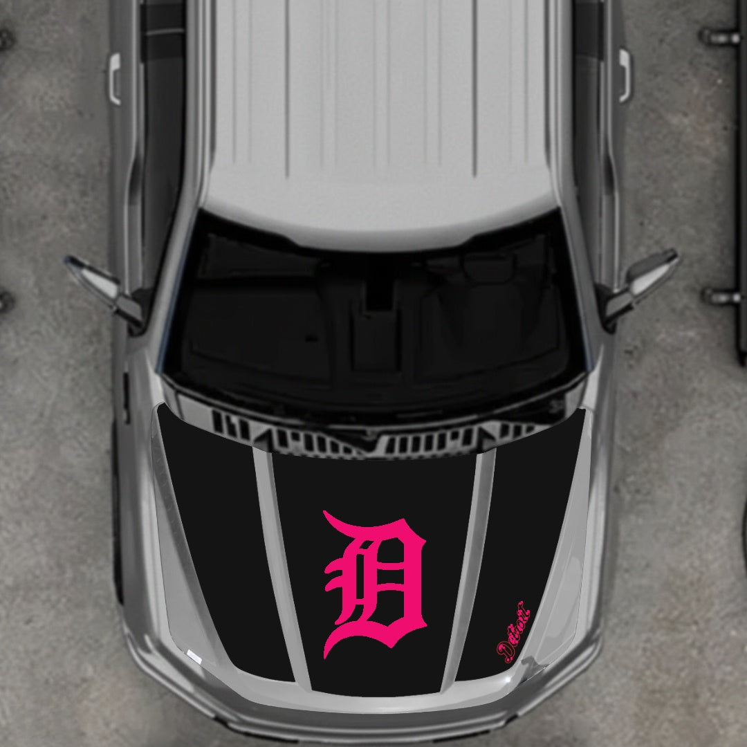 Hood Panel Decal/Sticker - Detroit intial Graphic Kit - For Ford F-150 2020-2026 - Premium Vinyl