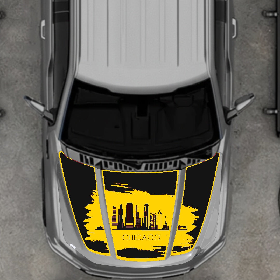 Hood Panel Decal/Sticker - Chicago - Border Graphic Kit - For Ford F-150 2020-2026 - Premium Vinyl