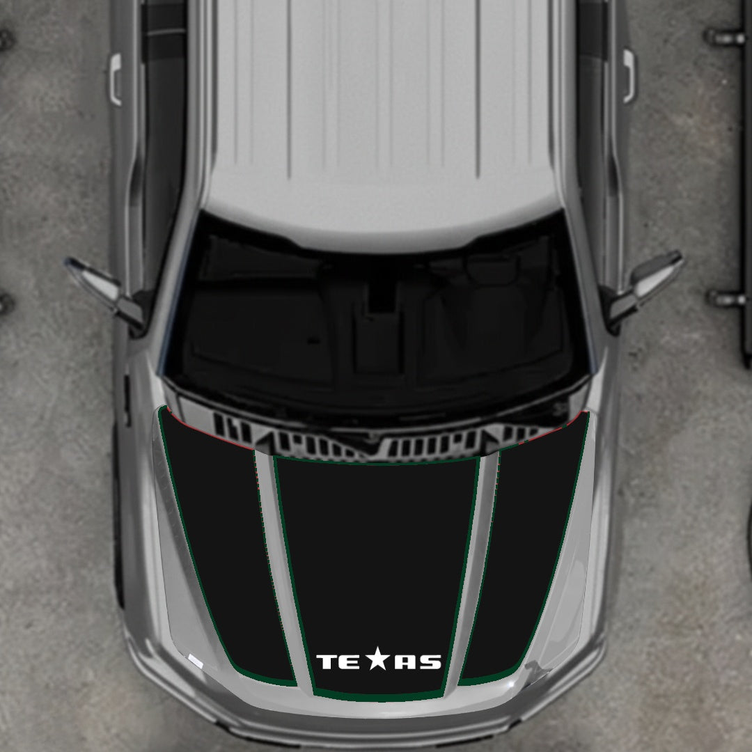 Hood Panel Decal/Sticker - Texas - Cut - Border Graphic Kit - For Ford F-150 2020-2026 - Premium Vinyl