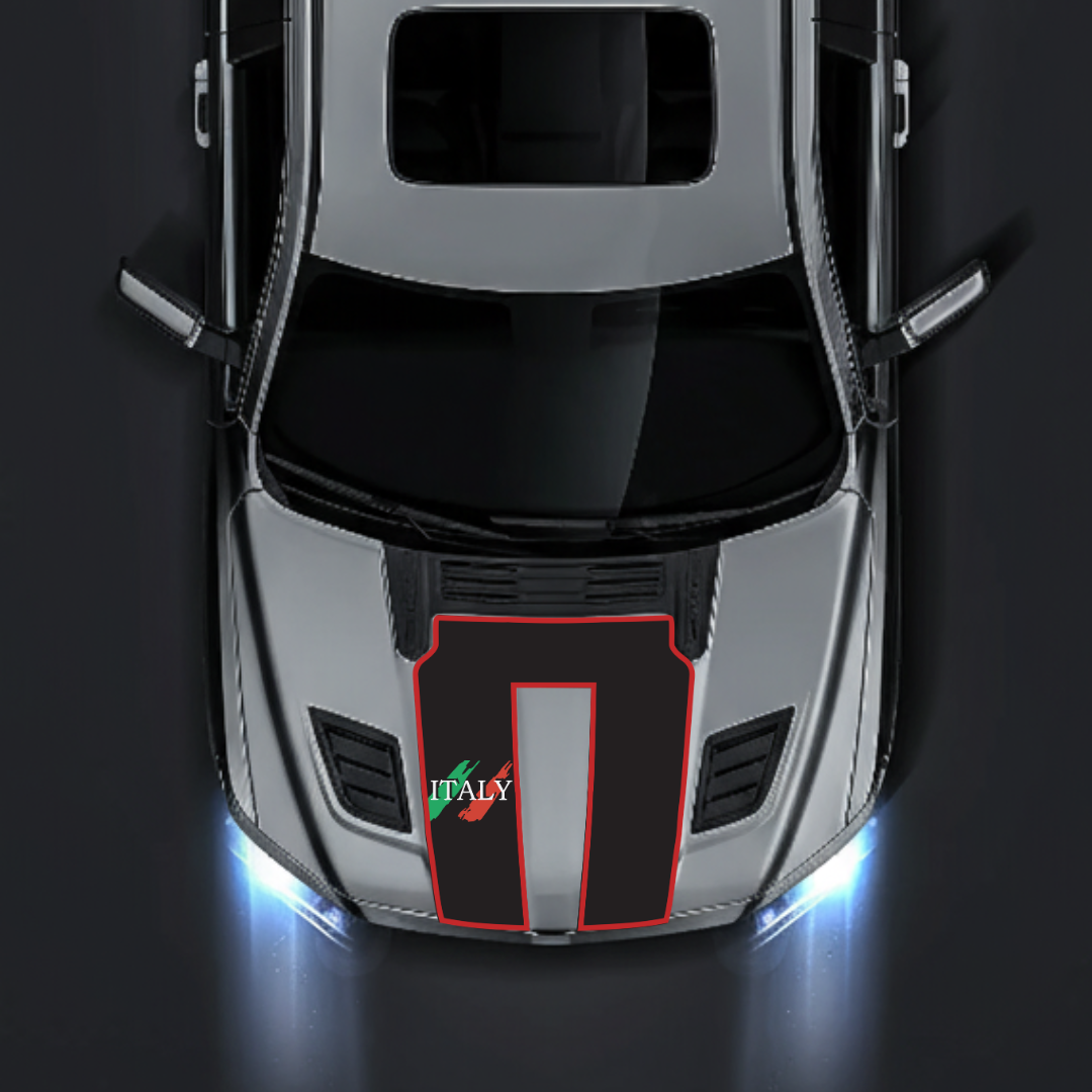 Performance Hood Panel Decal/Sticker - Italy Small Flag - Border Graphic Kit - For Dodge RAM 1500 2019-2025 - Premium Vinyl