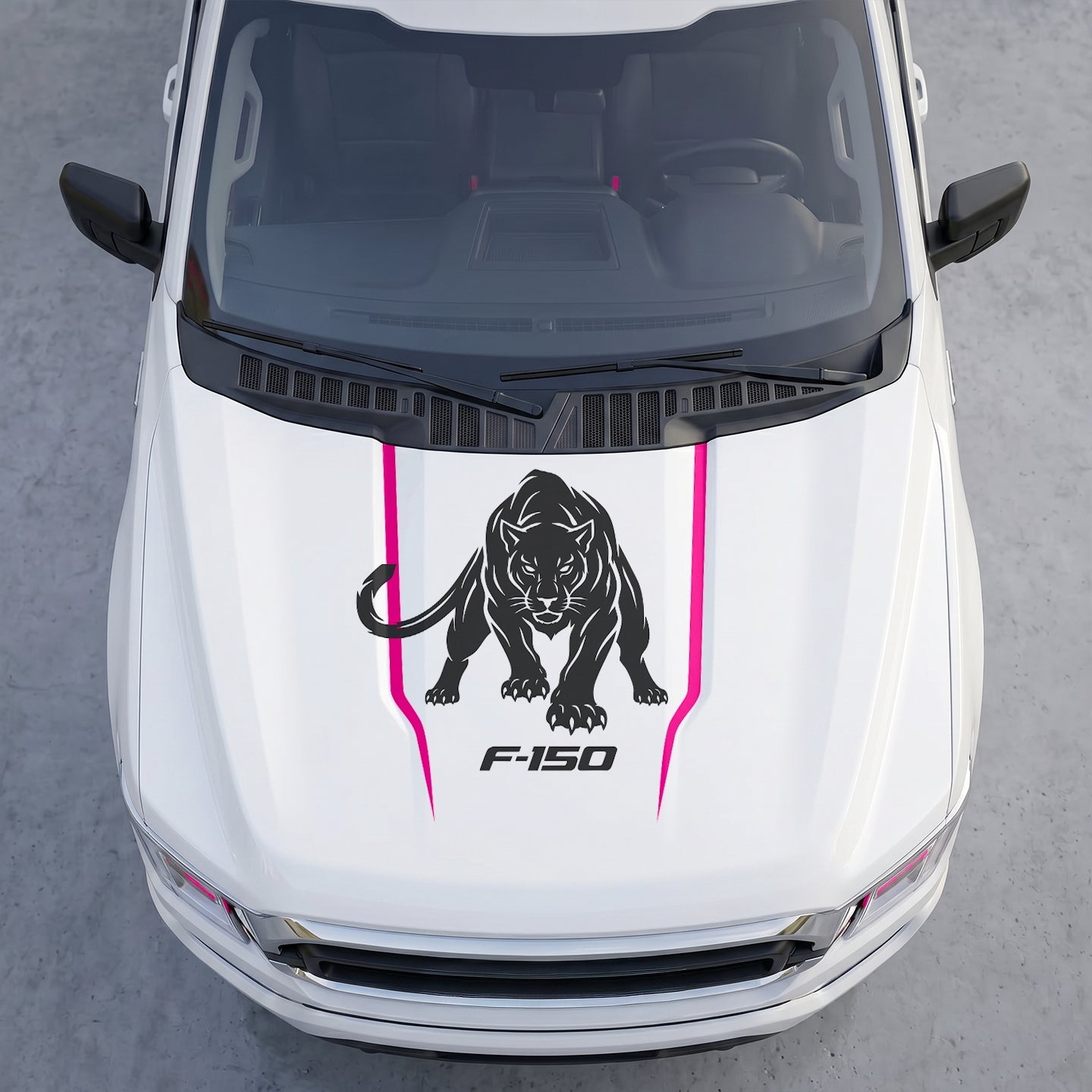 Hood Panel Decal/Sticker - Stalking Black Panther Hood Decal – Aggressive Cougar Wildcat Graphic Vinyl Sticker Graphic Kit - For Ford F-150 F150 2015-2020 - Premium Vinyl