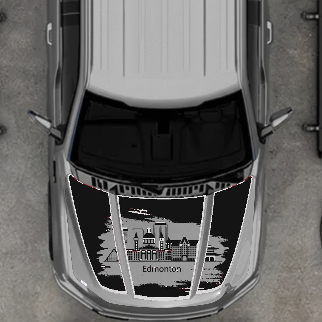 Hood Panel Decal/Sticker - Edmonton - Cut - Border Graphic Kit - For Ford F-150 2020-2026 - Premium Vinyl