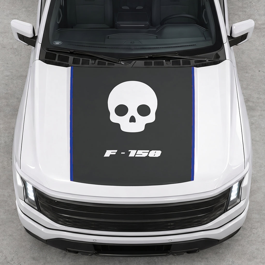 Hood Panel Decal/Sticker - Skull Graphic Decal Graphic Kit - For Ford F-150 2015-2020 - Premium Vinyl