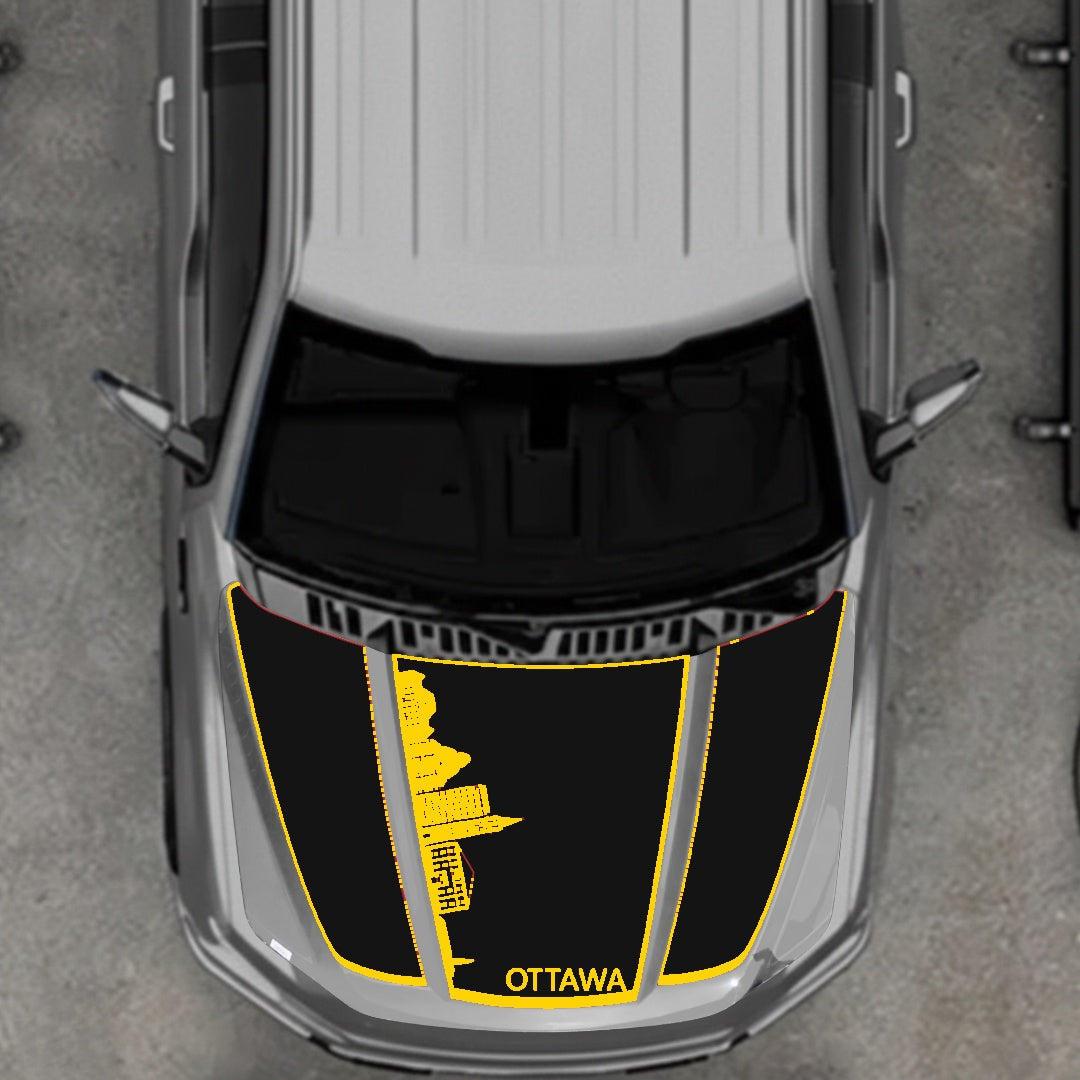 Hood Panel Decal/Sticker - Ottawa Skyline - Border Graphic Kit - For Ford F-150 2020-2026 - Premium Vinyl