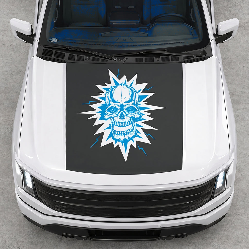 Hood Panel Decal/Sticker - Electric Skull Graphic Decal Graphic Kit - For FORD F-150 2015-2020 - Premium Vinyl